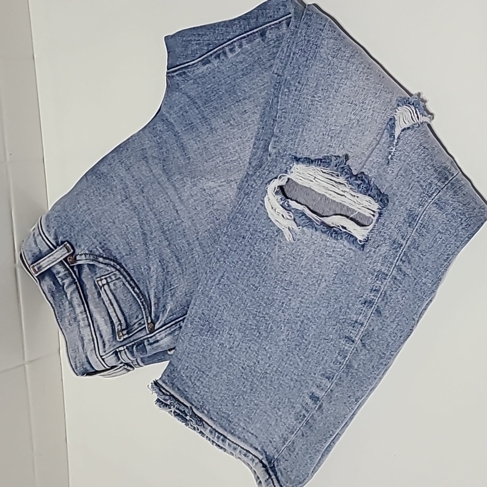 Express Jeans Distressed High Rise Straight Ankle mom boyfriend cotton